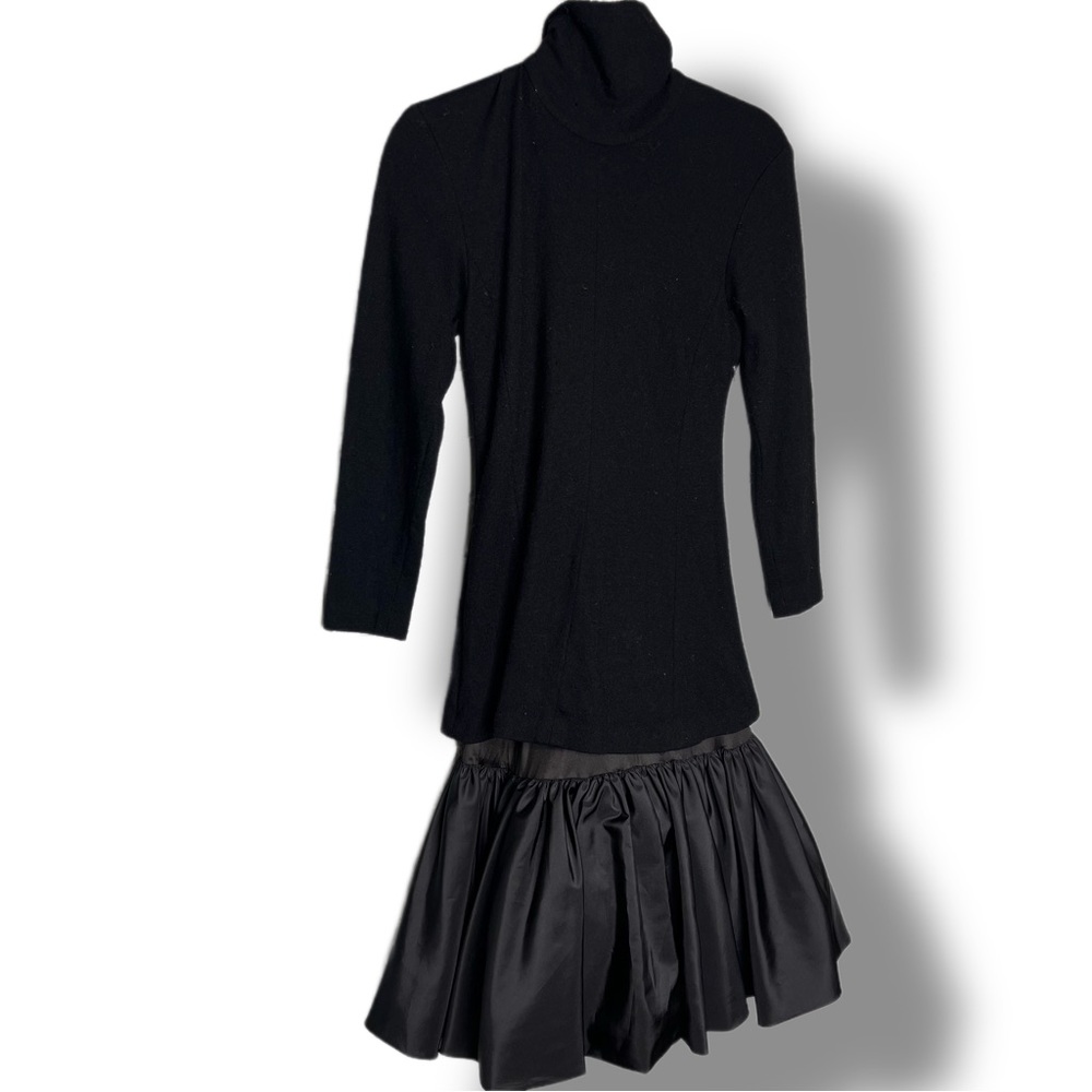 True Vintage Ronnie Heller MJ Black High Neck Dress Ruffle - Picture 3 of 14